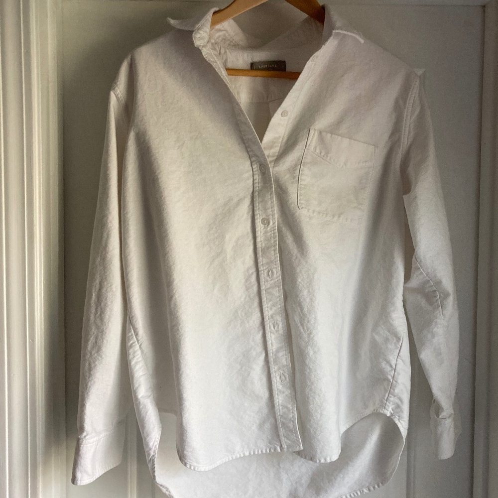 Everlane White Cotton Button-Up Top, 100% Cotton, Size 12, VGUC